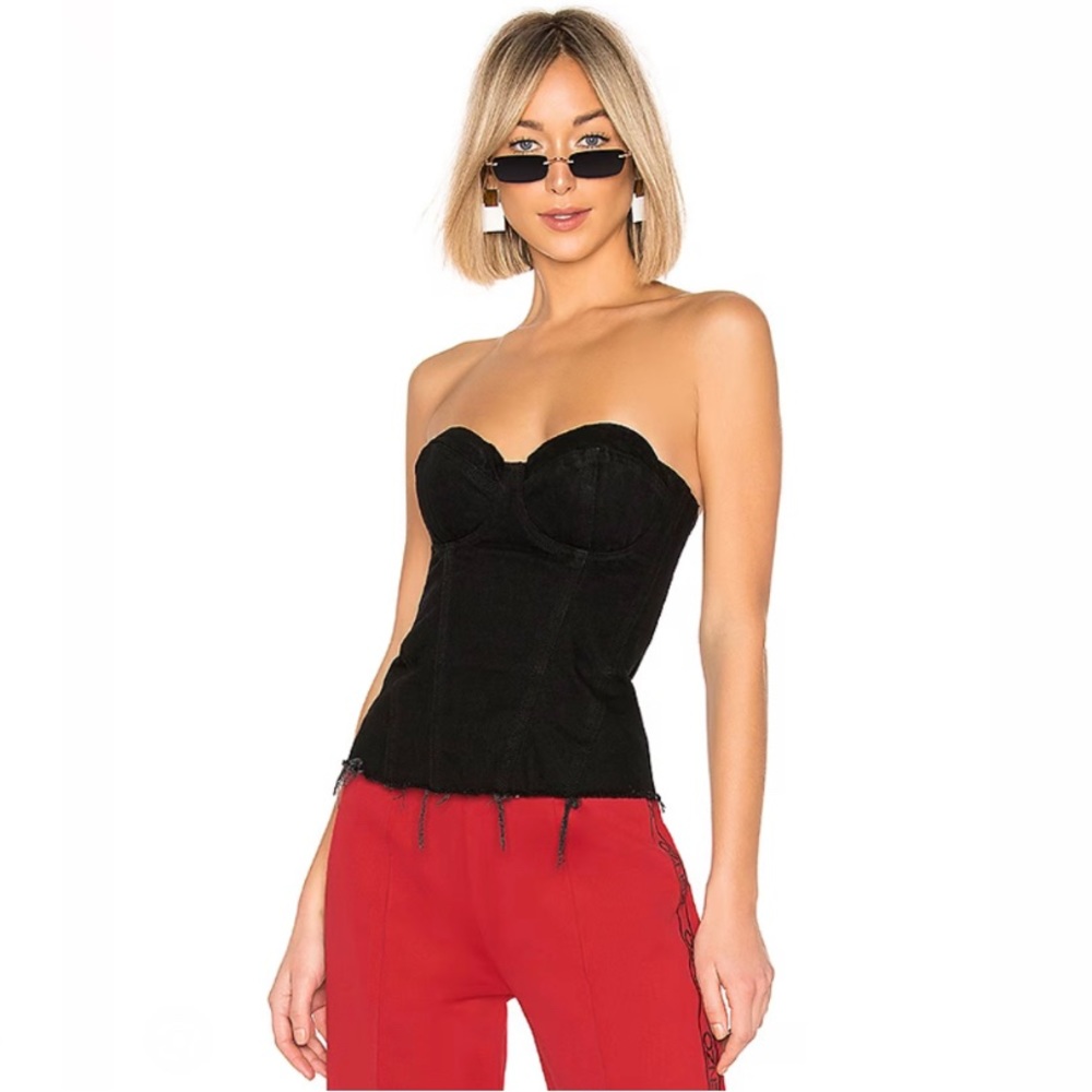 GRLFRND Marilyn Black Denim Bustier in Up All Night